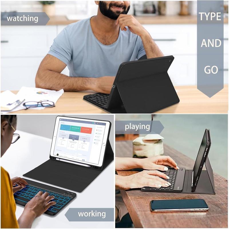 Keyboard Case with Pen Holder for iPad Pro iPad Air 5th & 4th iPad 10th Generation iPad 9th Gen 2021 8th 2020 7th 2019 iPad Air 3 iPad Pro 10.5