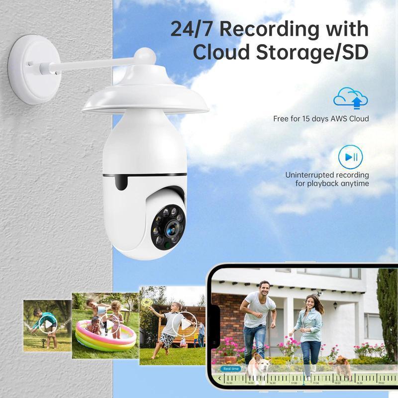 Bulb Security Camera 2.4 5Ghz, Light bulb camera, Motion Detection, Sound & Light Alarm, Two-WayAudio, Home Yard Store Only Camera, Limited Time Offer