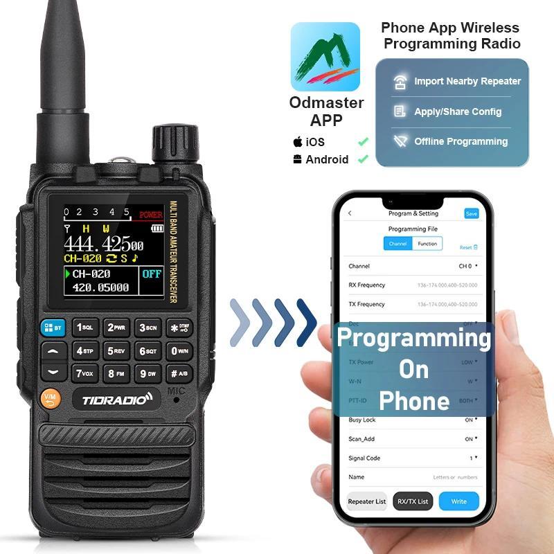 TIDRADIO TD-H3 GMRS&HAM Radio Handheld Long Range Walkie Talkie ,Wireless Programming Multi-Band Receiving Two-Way Radio,USB-C Programming & Charging,2500mAh Battery,AM FM Reception,NOAA VOX SCAN