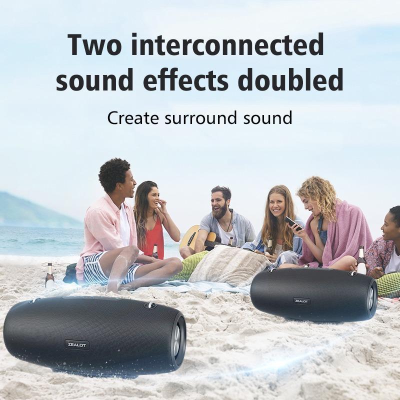 Portable Speaker, Waterproof IPX6 Outdoor Speaker with Shoulder Strap, Rechargeable Wireless Stereo Sound BT Speaker Subwoofer, Mini Subwoofers for Smartphone PC, Audio & Video Product, Desk Sound System, Back to School