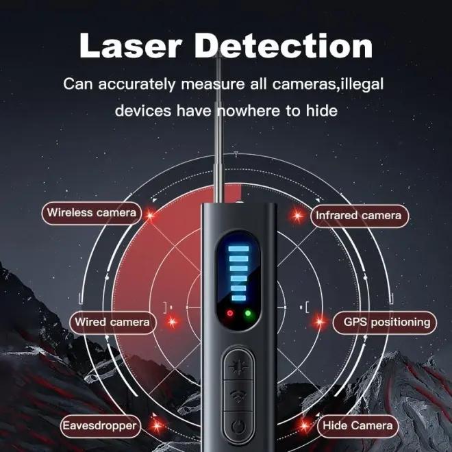 Hidden Camera Detector, Hidden Camera Detector with LED Light, GPs Tracker Dete. with 5 Sensitivity Levels, Suitable for Office, Hotel, Travel, GPS Tracker for Car SimProfessional Hidden Camera Detector Adjustable Device Security