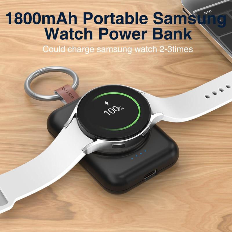 Portable Watch Charger, 1800mAh Watch Charger with Keychain, Watch Charging Station for Samsung Galaxy Watch7 6 6 Classic 5 5 Pro 4 4 Classic 3 Active 2