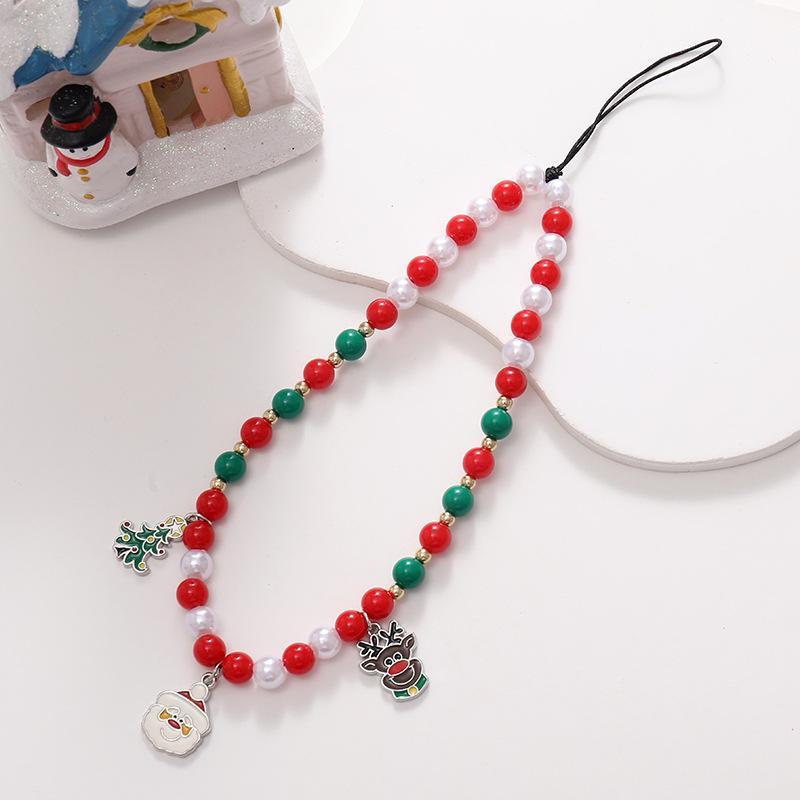 Christmas Beaded Phone Chain, Cute Beaded Phone Lanyard, Creative Phone Strap for Women & Girls, Fashion Phone Accessories for Daily Use