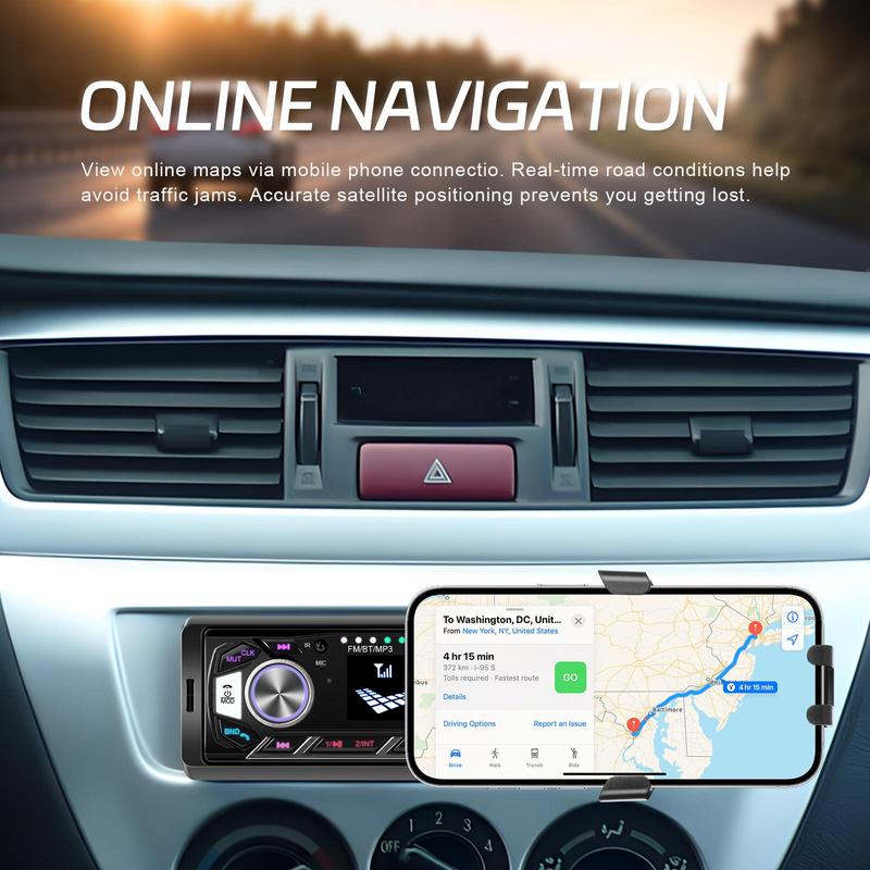 12V Car Video Player, Car MP3 Player with Bluetooth-compatible Connection, Support USB SD AUX, Detachable Phone Holder, Easy To Install