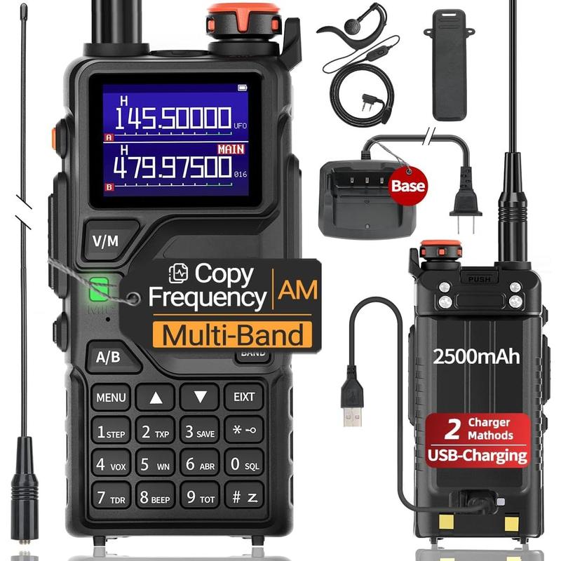 K5PLUS Ham Radio Long Range (Upgraded of UV-5R) Handheld UV-K5 Walkie Talkies Long Distance Two Way Radio with Copy Frequency,AM,USB-C Charging,NOAA Weather Receiver for Hunting