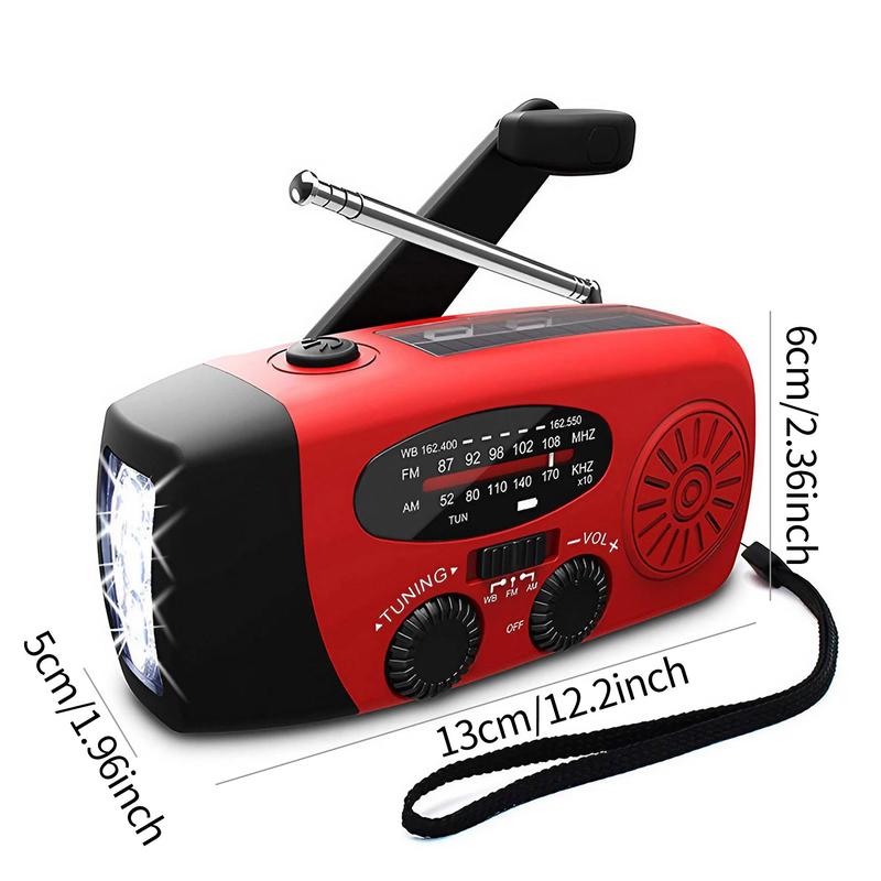 Portable Emergency Hand Crank Radio, 1 Count AM FM NOAA Weather Radio with LED Flashlight, USB Rechargeable Radio with 2000mAh Power Bank Function