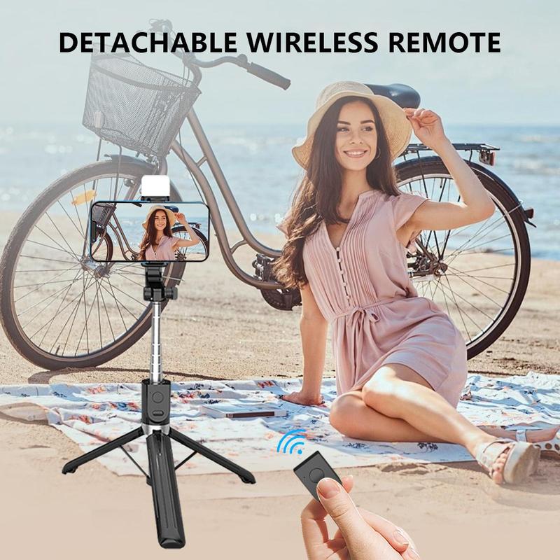 Selfie Stick with Fill Light, Handheld Selfie Stick, Multifunctional Phone Tripod, Phone Accessories for Live Streaming, Vlogging, Travel, Outdoor