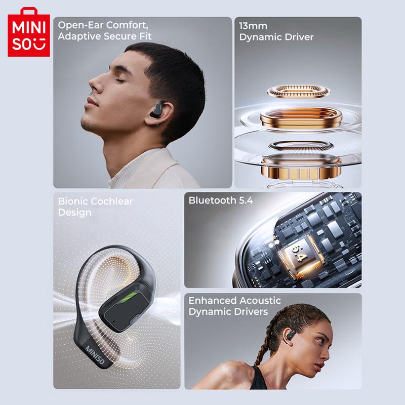 MINISO AI Translation Earbuds M98 Camouflage OWS Wireless Earbuds Open-Ear True Bluetooth 5.4 Earphones, 35Hours Play time, Touchscreen Headphones Immersive Premium Sound Long Distance Connection Headset,Light-Weight Headphones Built-in Mics