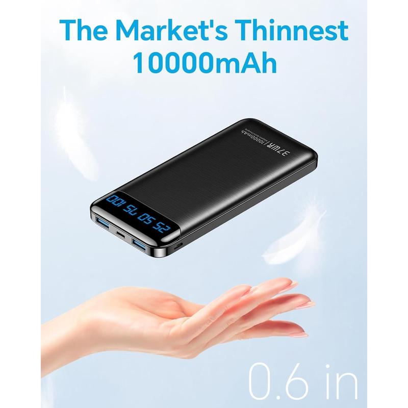 Portable Charger Power Bank 10000mah Power Bank USB C in&Out, Cell Phone Portable Power Bank Fast Charging, Slim Portable Phone Charger Battery Pack for iPhone Samsung Galaxy Pixel Moto Tablet