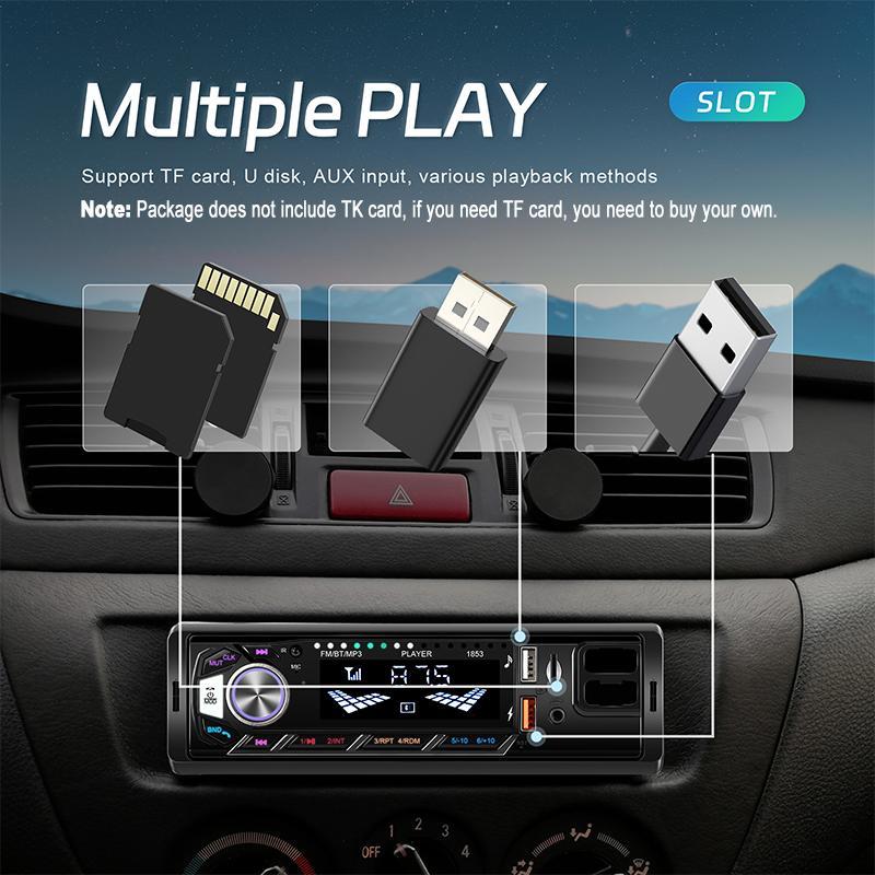 12V Car Video Player, Car MP3 Player with Bluetooth-compatible Connection, Support USB SD AUX, Detachable Phone Holder, Easy To Install