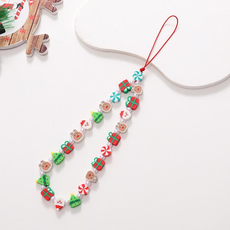 Christmas Beaded Phone Chain, Cute Beaded Phone Lanyard, Creative Phone Strap for Women & Girls, Fashion Phone Accessories for Daily Use