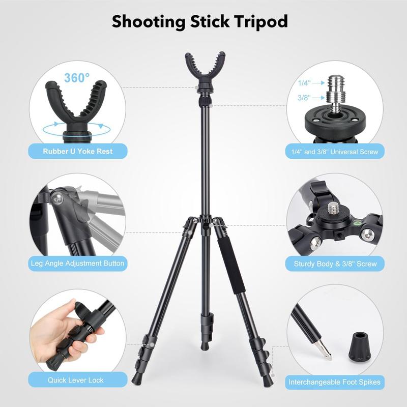 Shooting Tripod Hunting Rest V Yoke Shooting Sticks with 360 Rotate Height Adjustable 7