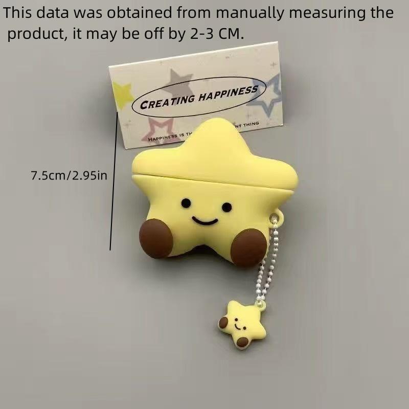 Cute Star Shaped Headphone Case with Moon Pendant, Earphone Protective Cover, Earphone Accessories Compatible with AirPods 4 3 2 1 Pro 2