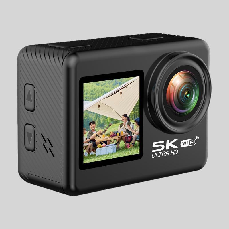 5K HD Action Camera, Waterproof Sports DV Camera with Dual Screen, EIS Anti-shake Action Camera, USB Rechargeable Outdoor Sports Camera