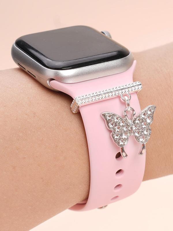 Butterfly Design Watch Band Charm, Rhinestone Decor Watch Band Ornament, Watch Strap Accessory for Apple Watch, Galaxy Watch, Huawei Watch