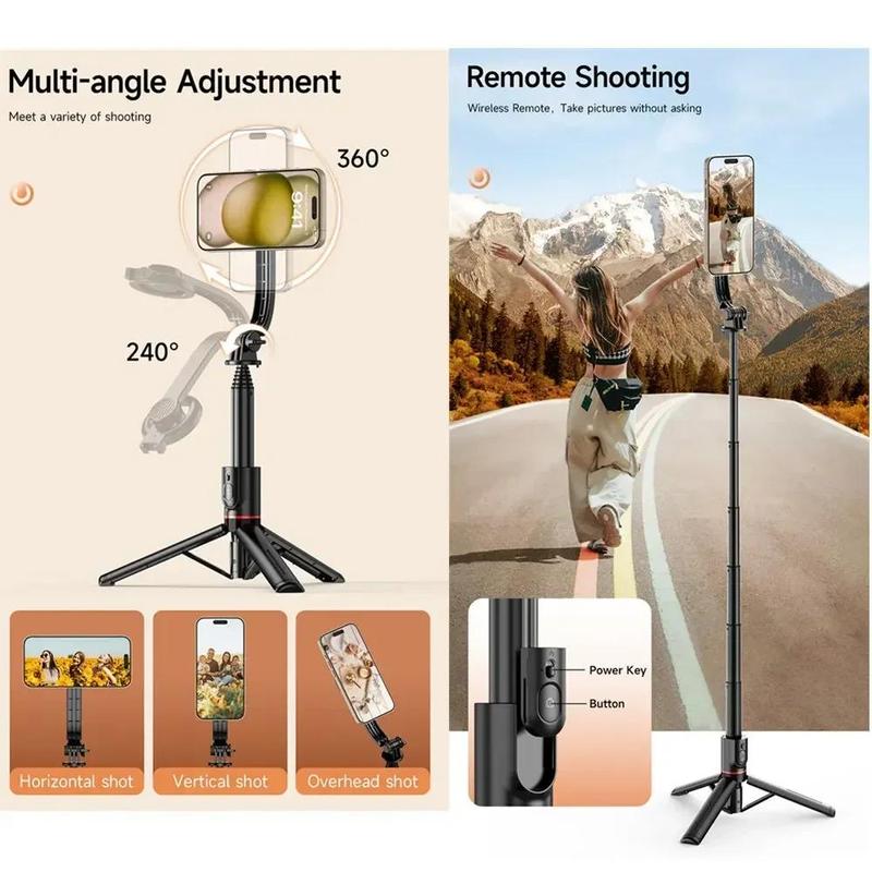 Portable Selfie Stick Tripod, 41.14-inch Phone Tripod with Remote Control, Adjustable Phone Holder for Video Recording & Vlog, Phone Accessories, Selfie Accessories