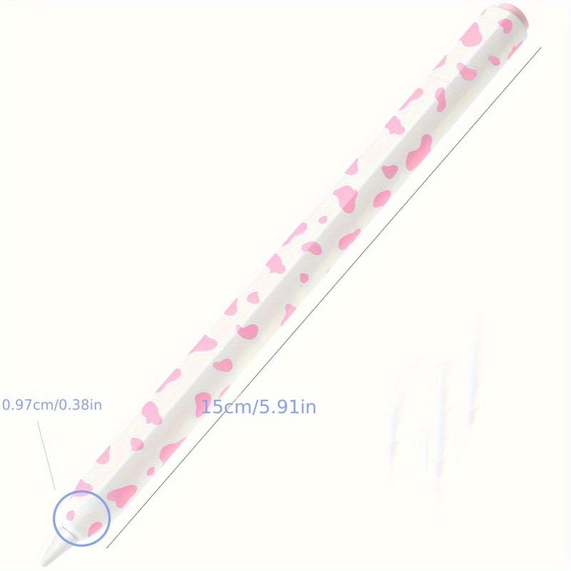 Cute Cow-print Pattern Silicone Pencil Case, Slim Pencil Protective Cover, Tablet Accessories Compatible with Apple Pencil