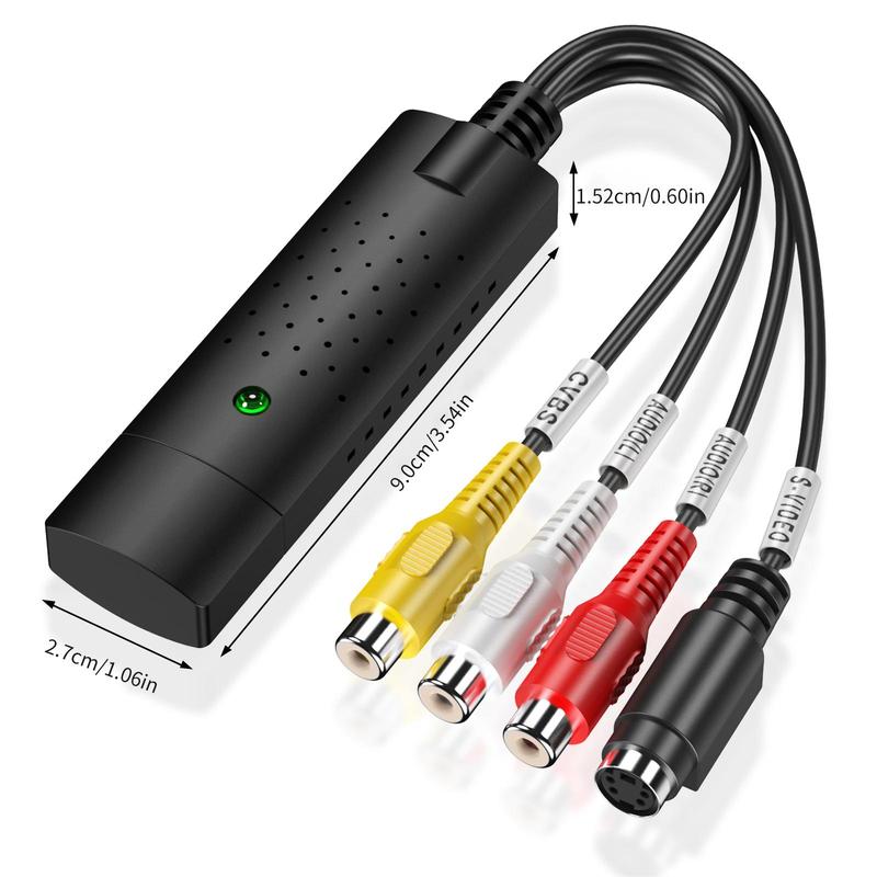 USB Video Capture Card, USB Video Capture Device, RCA to USB Audio Video Converter, Audio & Video Accessories Compatible with TV Tape Player Camcorder Windows Mac