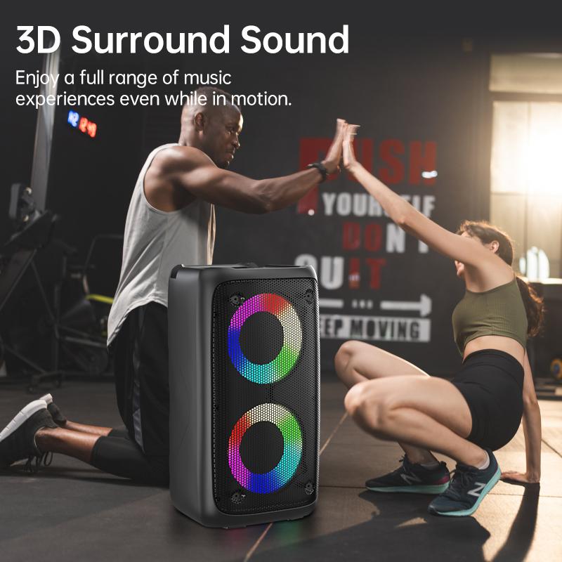 Portable Wireless Karaoke Speaker with Microphone, Stereo Sound Subwoofer, KTV Speaker, with RGB Colorful LED Lights, Karaoke Machine Sound System for Outdoor Sports Travel, Audio Device.