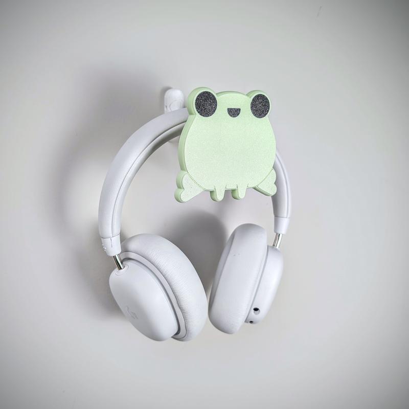 Frog Headphone Stand, Cute Headset Holder, Wall Mountable Headset Hanger, Headphone Stand Cute, Kawaii Desk Accessories, Kawaii Gaming Setup