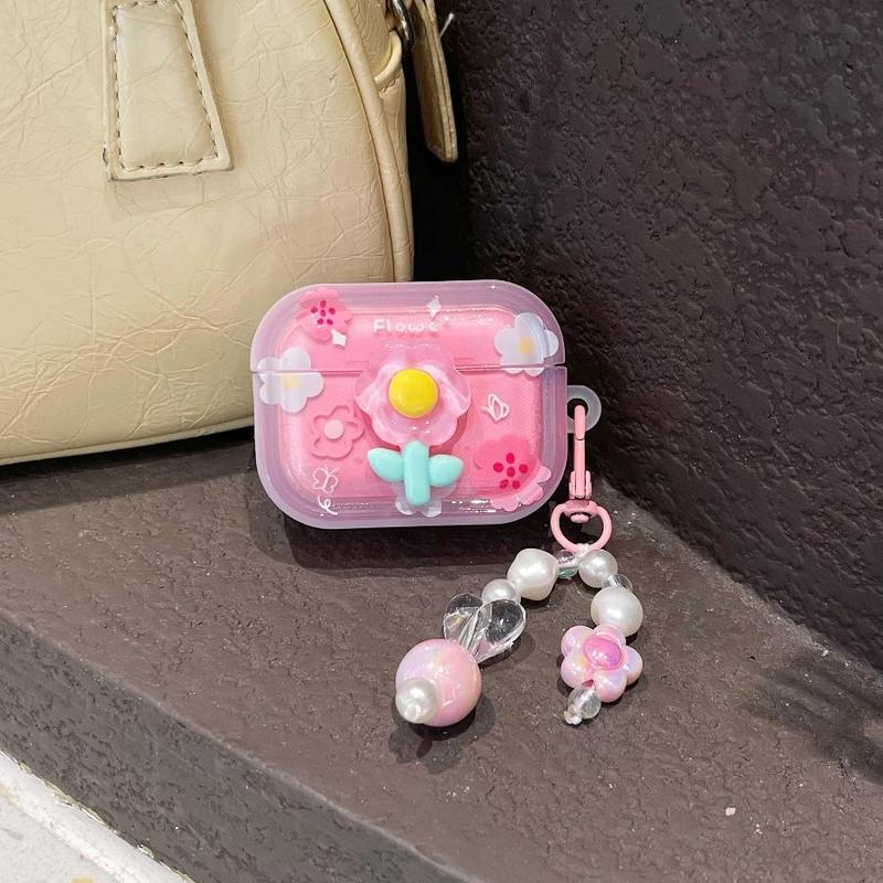 Cute Flower Design Earphone Case, Decorative Earphone Protector Cover, Earphone Accessories Compatible with AirPods