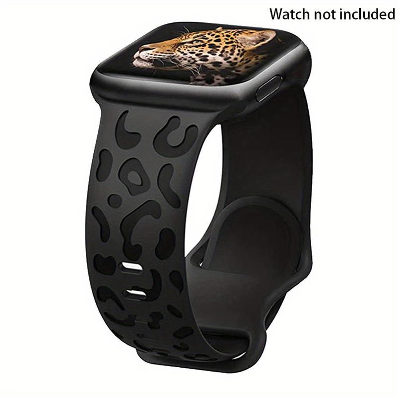 Leopard Pattern Smart Watch Band for Apple Watch, Waterproof Cheetah Sports Silicone Wristband for Fall, Trendy Matching Watchband for Women & Men, Wearable Accessories for Apple iWatch Series, Back to School Gifts