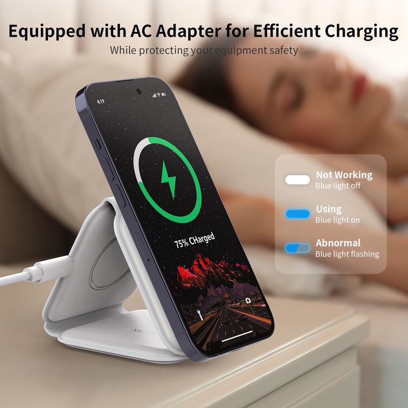 AwwPicks Ucomx Wireless Charging Station for Apple Multiple Devices - Foldable 3 in 1 Charging Station for iPhone - Travel Charging Pad Fast Wireless Charging for iPhone 15 14 13 12 for Apple Watch  for Airpods 3 2 Pro