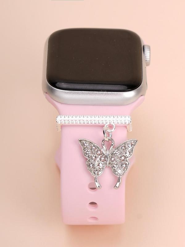 Butterfly Design Watch Band Charm, Rhinestone Decor Watch Band Ornament, Watch Strap Accessory for Apple Watch, Galaxy Watch, Huawei Watch