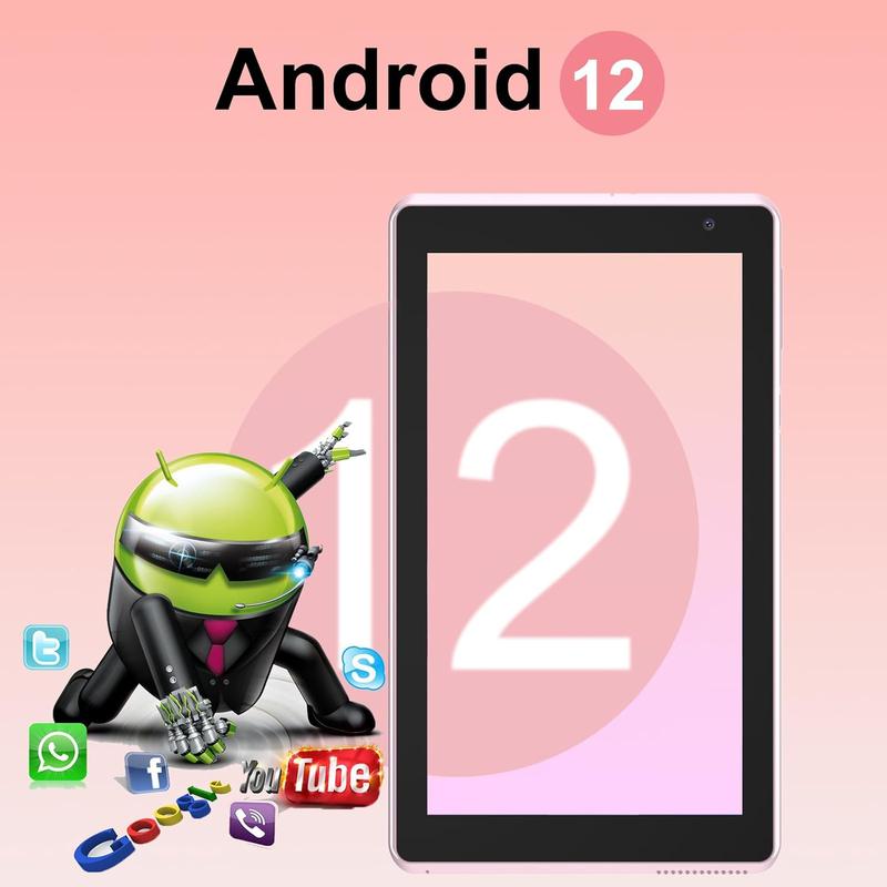 2024 Android 12 Tablet, 7 inch Tablet, 4GB RAM+32GB ROM  512GB Expandable Tablet PC,1.6Ghz Quad-core Processor Computer Tablet, 1024*600 IPS Touch Screen, 5MP Dual Camera, WiFi, ,  Tablet