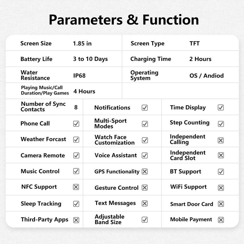 Multifunctional Smartwatch, Sports Wristwatch, 1.85