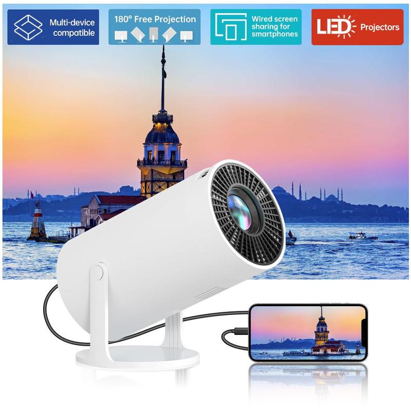 Portable Projector, 1080P HD Projector, Home Theater Projector, Compatible with USB HDMI 3.5mm Headphones, Suitable for Home Outdoor Office