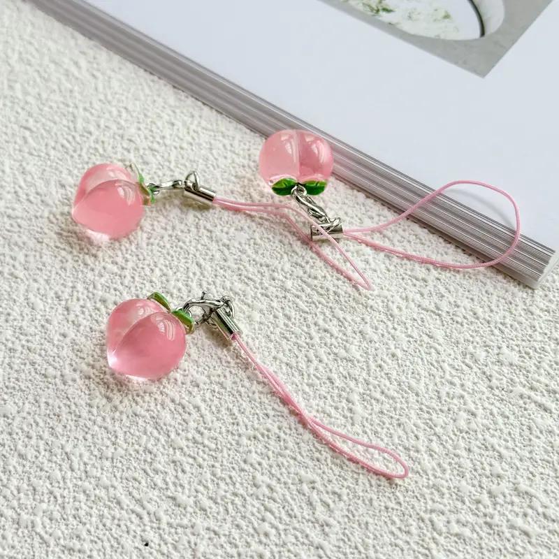 Cute Peach Mobile Phone Hanging Chain, Creative Mobile Phone Wrist Strap, Portable Cellphone Rope, Phone Accessories For Decoration