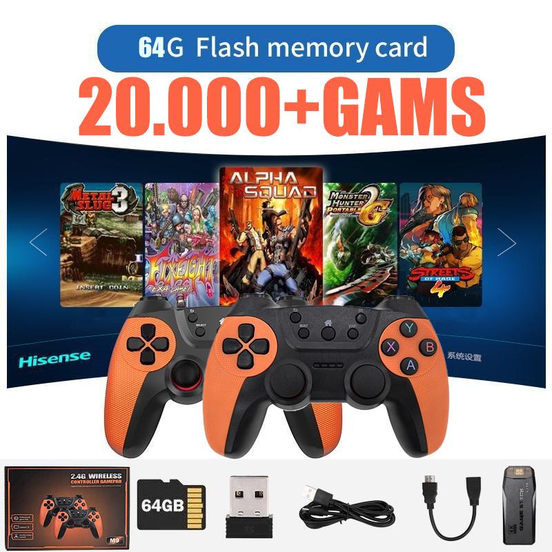 Upgraded Wireless Retro Gaming Console, Retro Game Stick 4K with 20,000+ Games and 9 Emulators Built-in, Plug and Play Video Games for TV, 2.4G Wireless Controllers