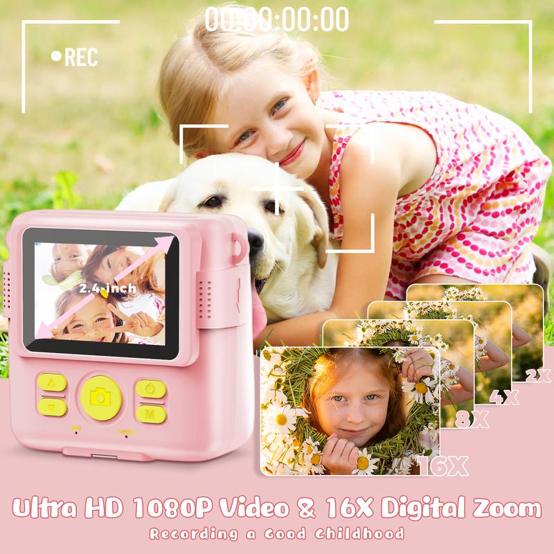 Kids Camera Instant Print with HD Video,Children Digital Camera Toys Gift for Girls Boys 3-12 Age, Portable Christmas Birthday Gifts, Toddler Toys