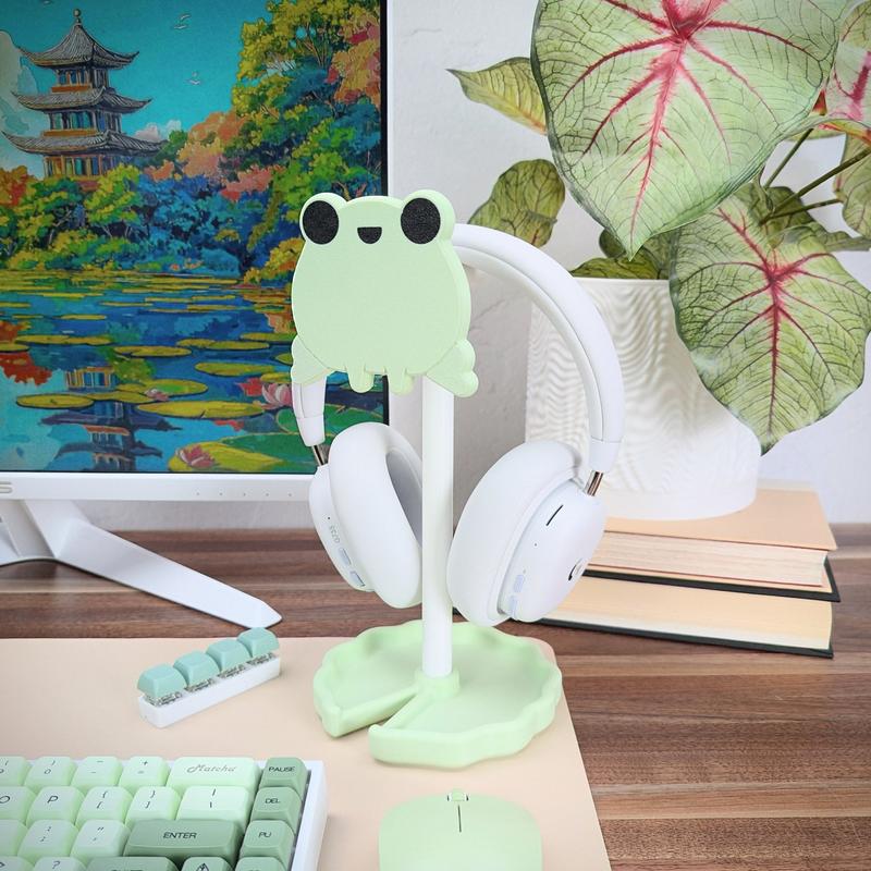 Frog Headphone Stand, Cute Headset Holder, Wall Mountable Headset Hanger, Headphone Stand Cute, Kawaii Desk Accessories, Kawaii Gaming Setup