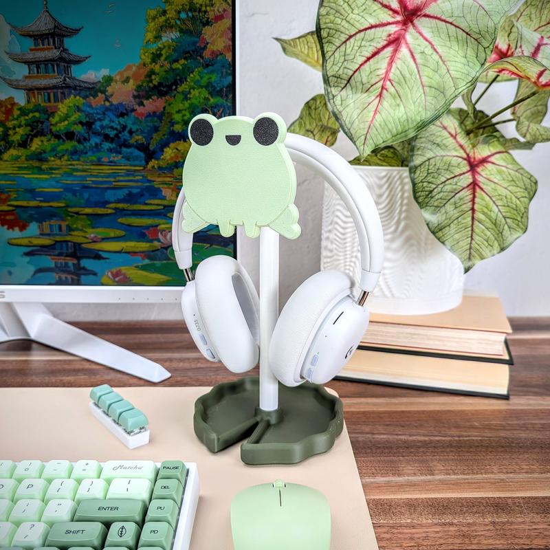 Frog Headphone Stand, Cute Headset Holder, Wall Mountable Headset Hanger, Headphone Stand Cute, Kawaii Desk Accessories, Kawaii Gaming Setup