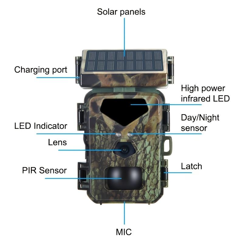 Trail Camera With Solar Panel, 24MP 1080P Hunting Camera 0.45s With 32G Memory Card&Card -Reader-Solar Infrared Night Vision Camera - IP 65Waterproof And Dustproof, ABS Material, Wall &Tree-mountedd, Ideal For Hunting And Fishing, Wildlife