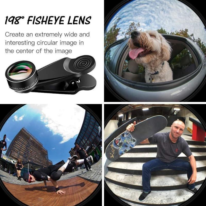 7 in 1 Phone Lens Kit, 1 Set Wide Angle Macro Fish Eye Lens, Mobile Phone Lens Attachment, Mobile Phone Accessories for iPhone & Android