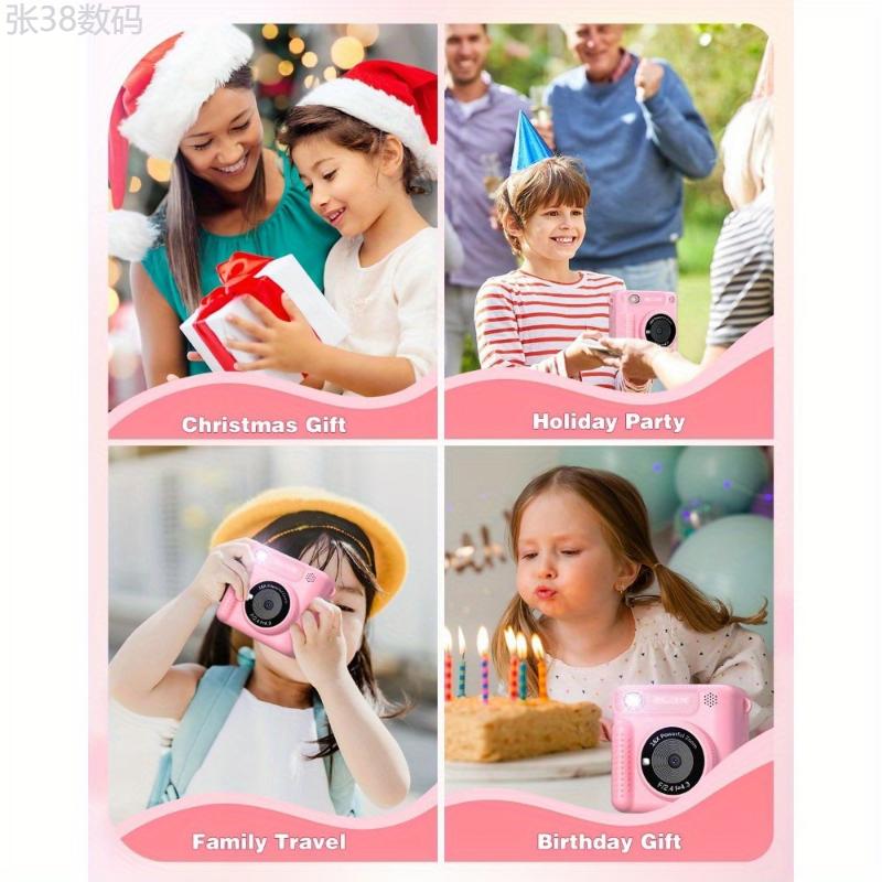 Kids Camera Instant Print, 12MP 1080P Digital Camera for Kids Age 3-12, Christmas Birthday Gifts for 4 5 6 7 8 9 10 Year Old Girls Boys, 32GB Toddler HD Video Camera Print Photos Portable Toy Charging Rechargeable