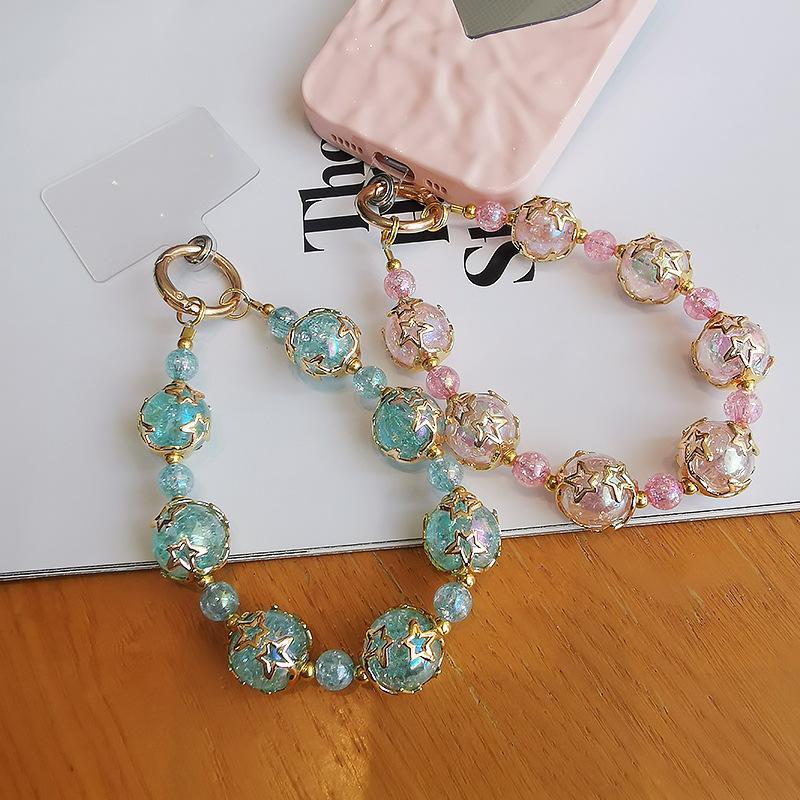 Star & Beads Design Phone Chain, Cute Phone Lanyard, Fashionable Phone Strap for Women & Girls, Mobile Phone Decoration Accessories