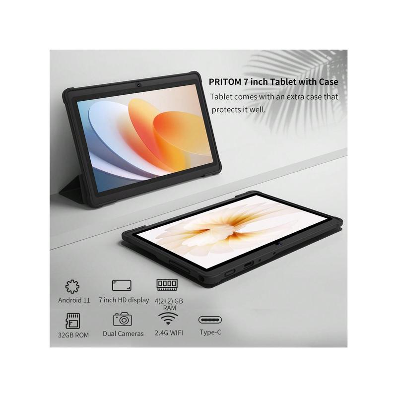 7 Inch Tablet, Android Tablets2GB (2GB+2GB Expansion)RAM32GB Storage(512GB Expand),WiFi 6,Dual Camera,WiFi,Type C, Tablet With Case