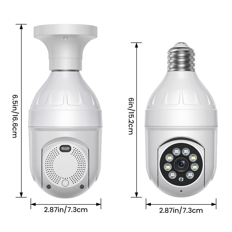 1080p Light Bulb Security Camera, 360° Panoramic Dome Cam,AI Human Detection, Color Night Vision, 2-Way Audio, Cloud Storage, Live View, 2.4G WiFi, Indoor Outdoor Surveillance lightbulb cam