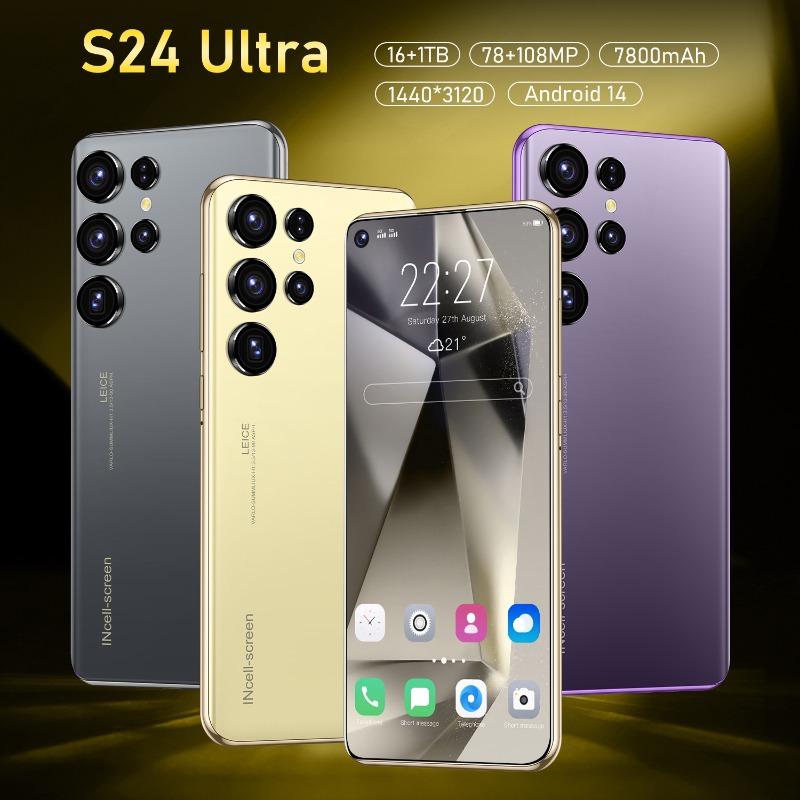 S24 Ultra Mobile Phones 7.3 HD Screen SmartPhone Original 16GB+1TB 4G 5G Dual Sim Celulares Android Unlocked 8000mAh Cell Phone S24 Ultra built-in pen true 4G 13 million pixels  4G true perforated 7.3 inchesStudent home phone work phone