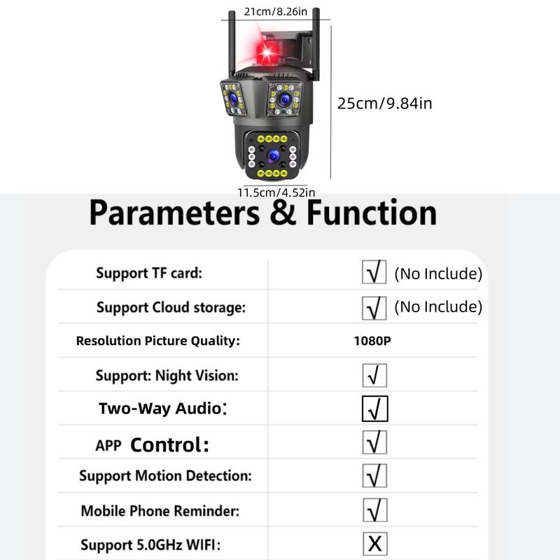 4K Outdoor Solar CCTV Security Smart Camera, 2.4G WiFi PTZ Security Wireless Outdoor Camera, 3-in-1 360° PTZ Waterproof Cameras for Home Security