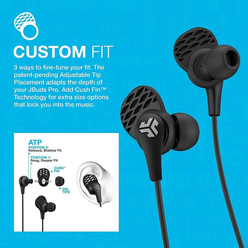 JLab JBuds Pro Bluetooth Wireless Earbuds, Titanium 10mm Drivers, 10+ Hr Battery, Music Controls, Noise Isolation, Extra Gel Tips & Cush Fins, Gym