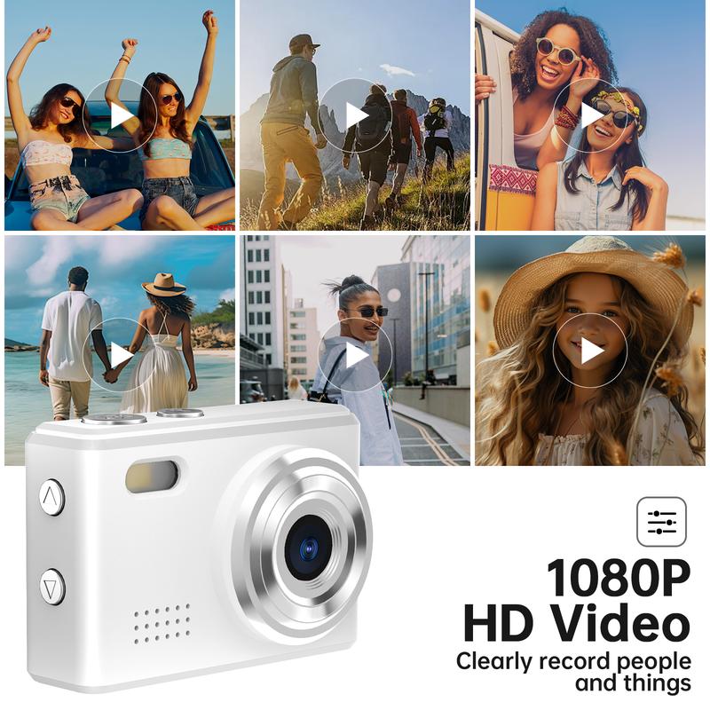 1080P Retro Small Digital Camera Video Recorder with LED Flash, Portable Travel Thumb Camera for Vlog Life Recording