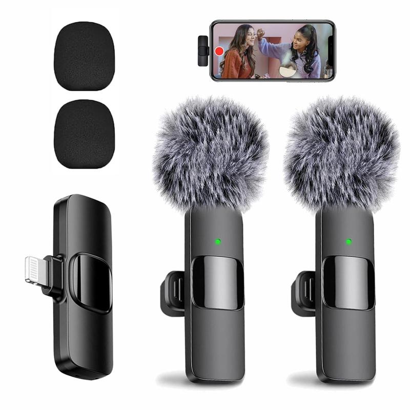 2024 Professional Wireless Lavalier Microphone for iPhone, iPad, Android - 2Pcs Cordless Omnidirectional Condenser Recording Mic with USB-C for Interview, Video, Podcast, TikTok, christmas gift ideas Black Friday Deals tiktok shop store