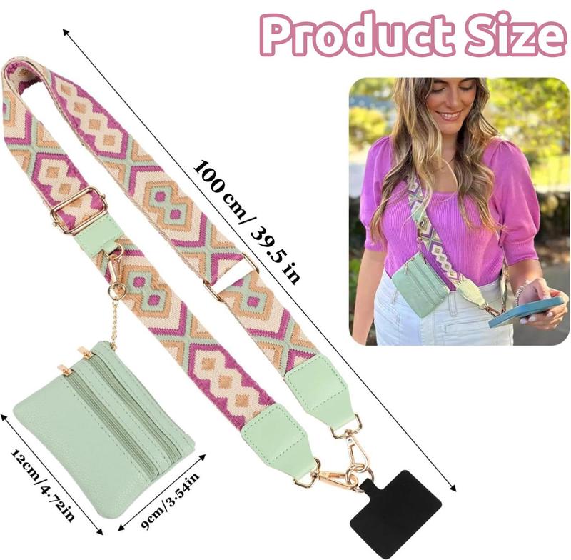 Fashion Mobile Phone Carrier with Adjustable Zipper Pocket, Fashion Accessories of The Wallet, The Strap with Diamond Pattern Decoration