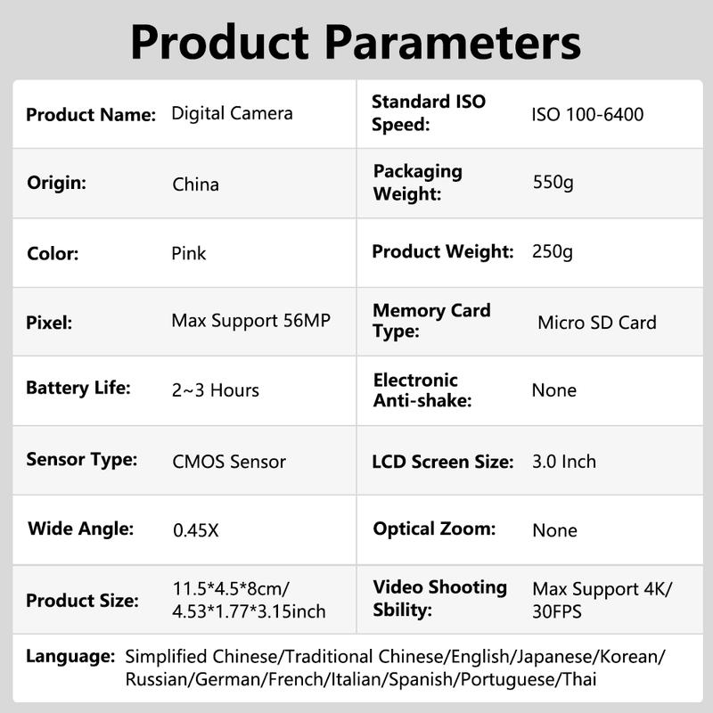 4K Digital Cameras for Photography, 56MP Affordable Vlogging Camera with WiFi, 3-inch 180-degree Flip Screen, 16X Digital Zoom Students Compact Camera with 52mm Wide-Angle Lens & Macro Lens, 32G Micro SD Card, Perfect Gifts for Christmas