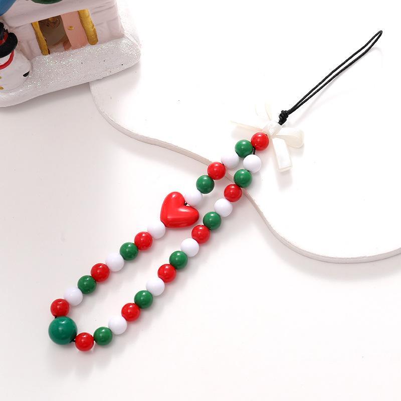 Christmas Beaded Phone Chain, Cute Beaded Phone Lanyard, Creative Phone Strap for Women & Girls, Fashion Phone Accessories for Daily Use